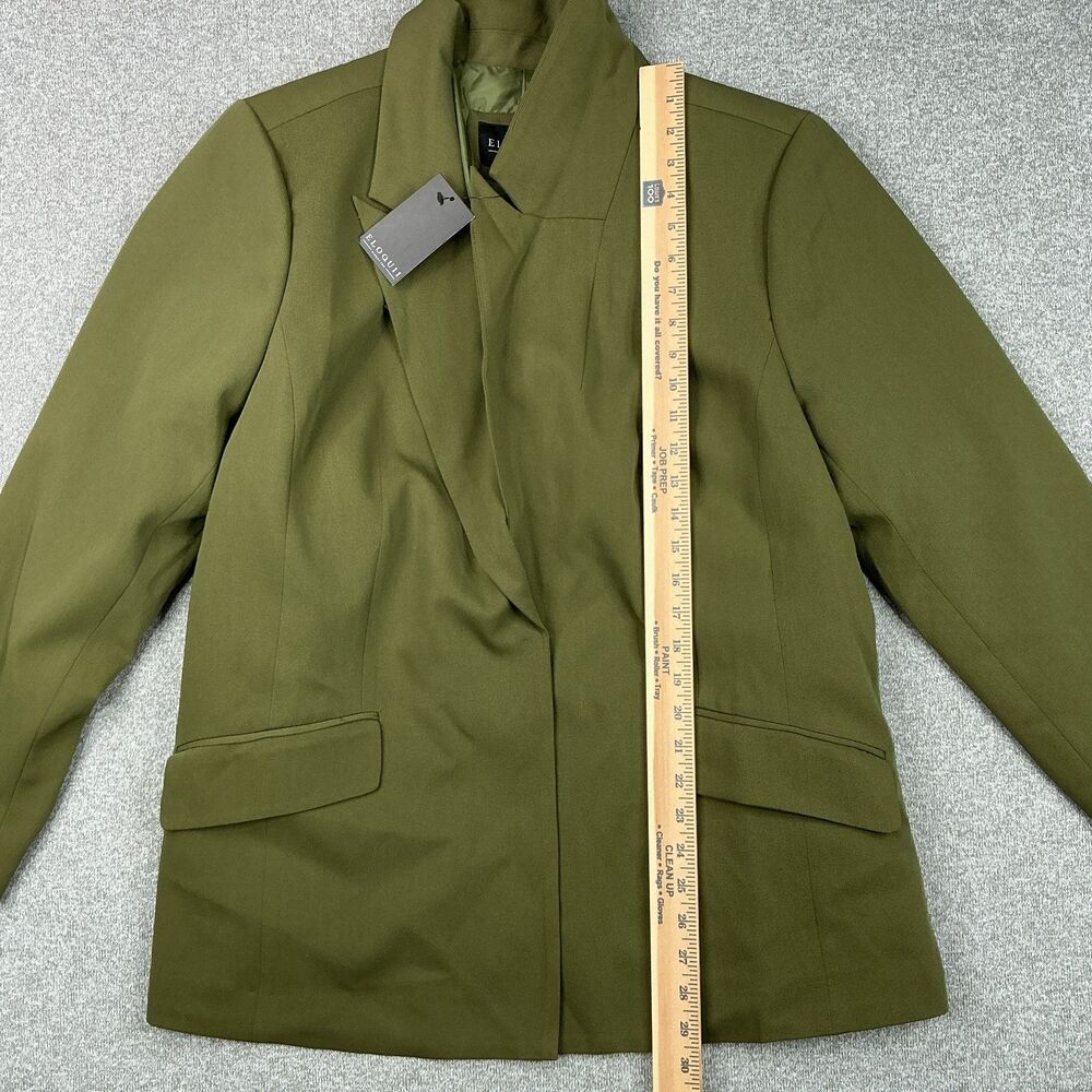 Eloquii Blazer Jacket sz 18 Army Green Belt Detail Peak Lapel Office Preppy NWT - Picture 12 of 12